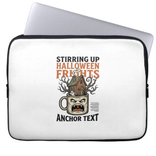Spooky Coffee Halloween Haunted Mug Graphic Shirt_ Laptop Sleeve