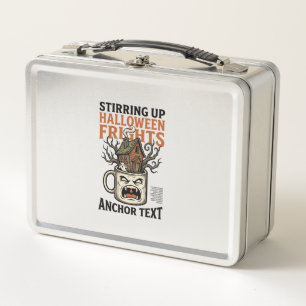 Spooky Coffee Halloween Haunted Mug Graphic Shirt_ Metal Lunch Box