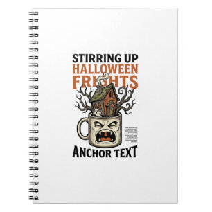 Spooky Coffee Halloween Haunted Mug Graphic Shirt_ Notebook