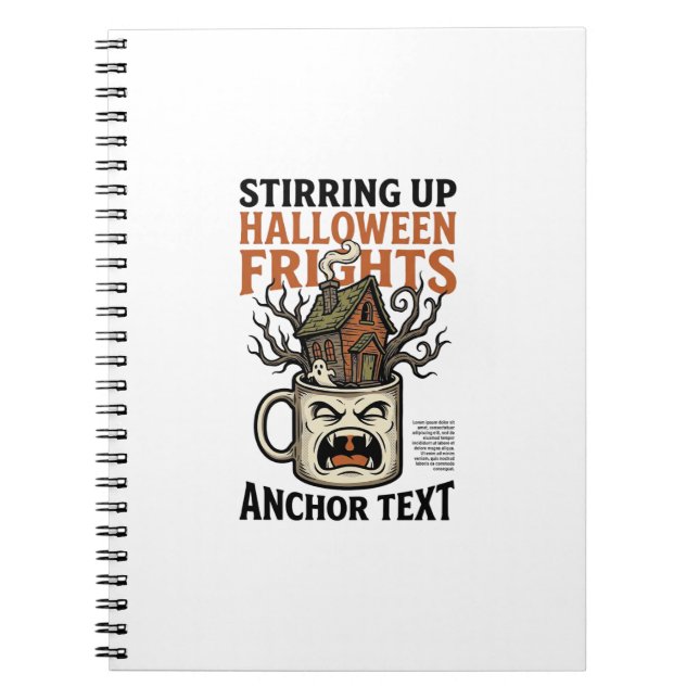 Spooky Coffee Halloween Haunted Mug Graphic Shirt_ Notebook (Front)