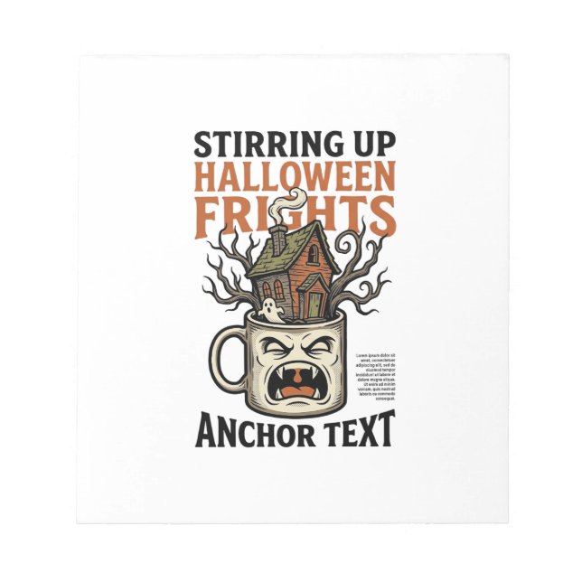 Spooky Coffee Halloween Haunted Mug Graphic Shirt_ Notepad (Front)