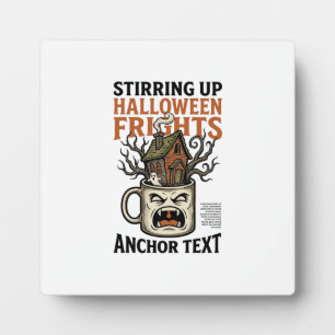 Spooky Coffee Halloween Haunted Mug Graphic Shirt_ Plaque