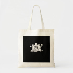 Spooky Coffee-Sipping Pumpkin-Holding Skull-Displa Tote Bag