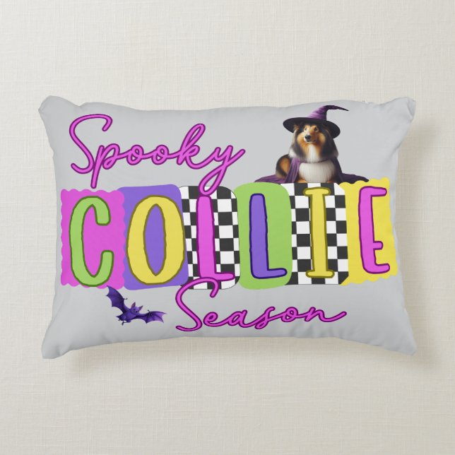 Spooky Collie Halloween Decorative Cushion (Front)