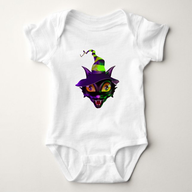 Spooky Colourful Cat Baby Bodysuit (Front)