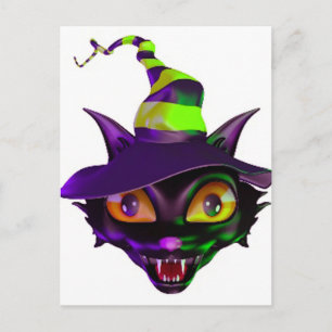 Spooky Colourful Cat Postcard