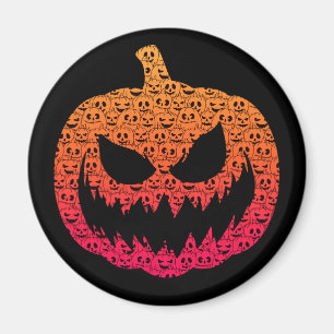 Spooky Colourful Pumpkins - Halloween Pattern Magnet