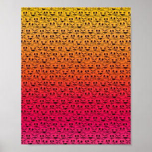Spooky Colourful Pumpkins - Halloween Pattern Poster
