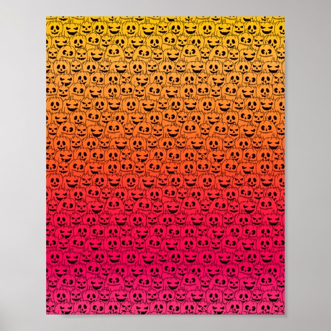 Spooky Colourful Pumpkins - Halloween Pattern Poster (Front)