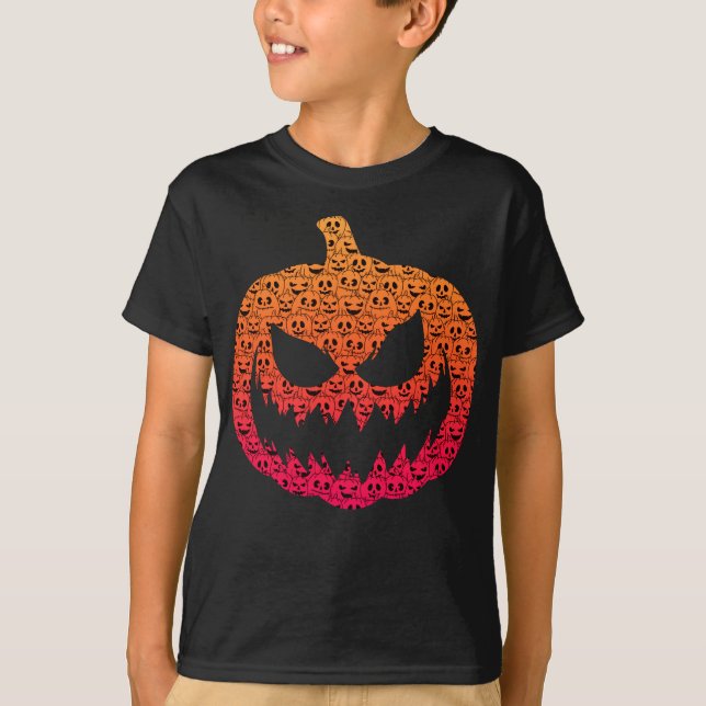 Spooky Colourful Pumpkins - Halloween Pattern T-Shirt (Front)