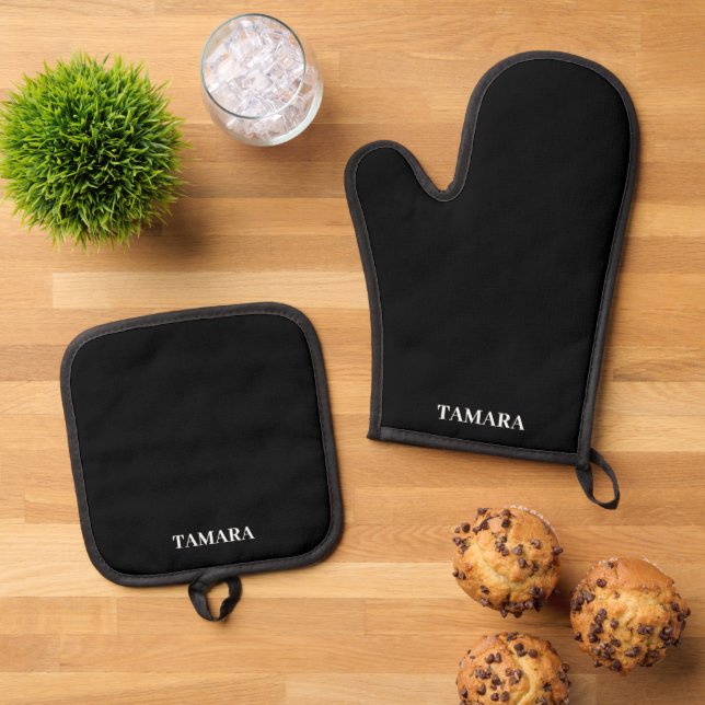 Spooky Colours - Black Oven Mitt Pot Holder Set (Top Down)