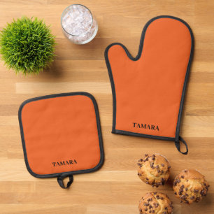 Spooky Colours - Orange Oven Mitt Pot Holder Set
