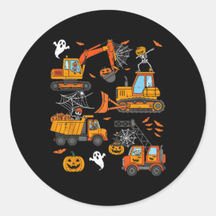 Spooky Construction Trucks Toddler Boys Halloween  Classic Round Sticker