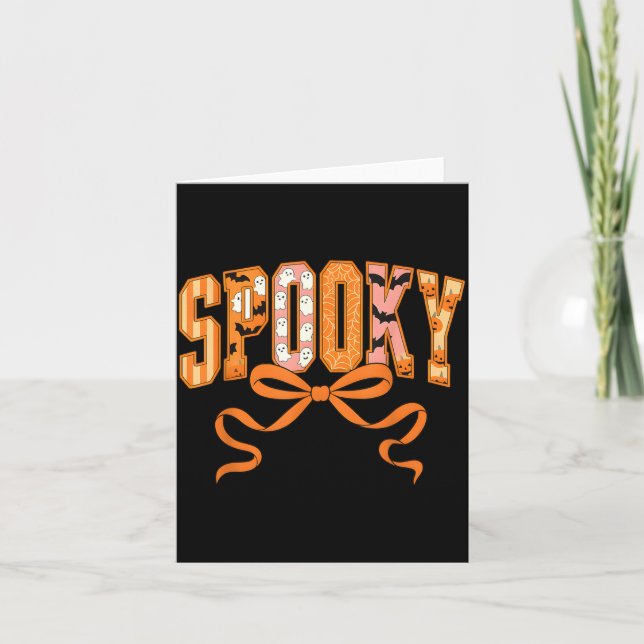Spooky Coquette Girly Pumpkin Ghost Funny Card (Front)