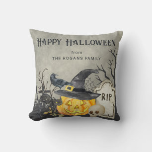 Spooky Costumes and Cocktails Halloween Cushion