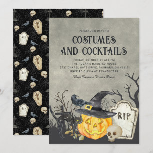 Spooky Costumes and Cocktails Halloween Party Invitation