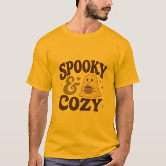 Spooky & Cosy Cute Halloween Coffee Design T-Shirt