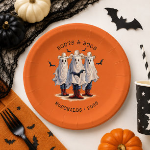 Spooky Cowboy Ghosts Personalised Halloween Paper Plate