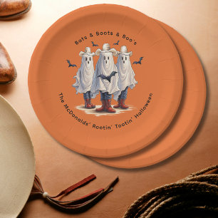 Spooky Cowboy Ghosts Personalised Halloween Paper Plate