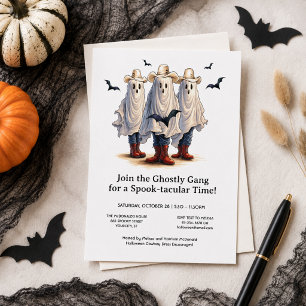 Spooky Cowboy Ghosts Western Halloween Invitation