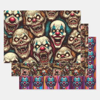 Spooky Creepy Clown Zombie Abandoned Carnival Wrapping Paper Sheet