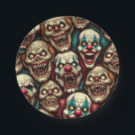 Spooky Creepy Clown Zombie Halloween Paper Plate<br><div class="desc">Here is some ai art depicting some creepy scary clowns with sharp teeth birthday or Halloween party paper plates.</div>