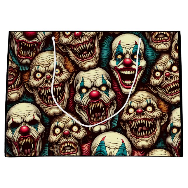 Spooky Creepy Clown Zombie   Large Gift Bag (Front)