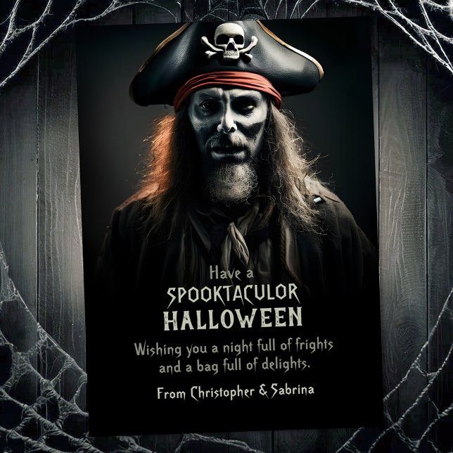 Spooky Creepy Pirate Halloween Greeting Holiday Card (Creator Uploaded)