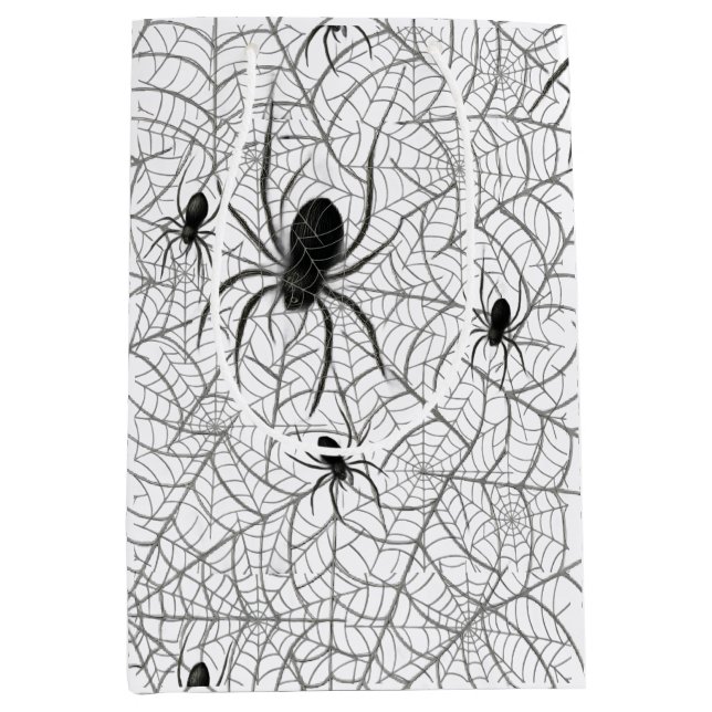Spooky Creepy Spider Web Halloween Medium Gift Bag (Front)