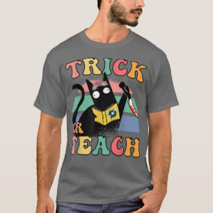 Spooky Crew Trick or Teach Season Teachers Groovy T-Shirt