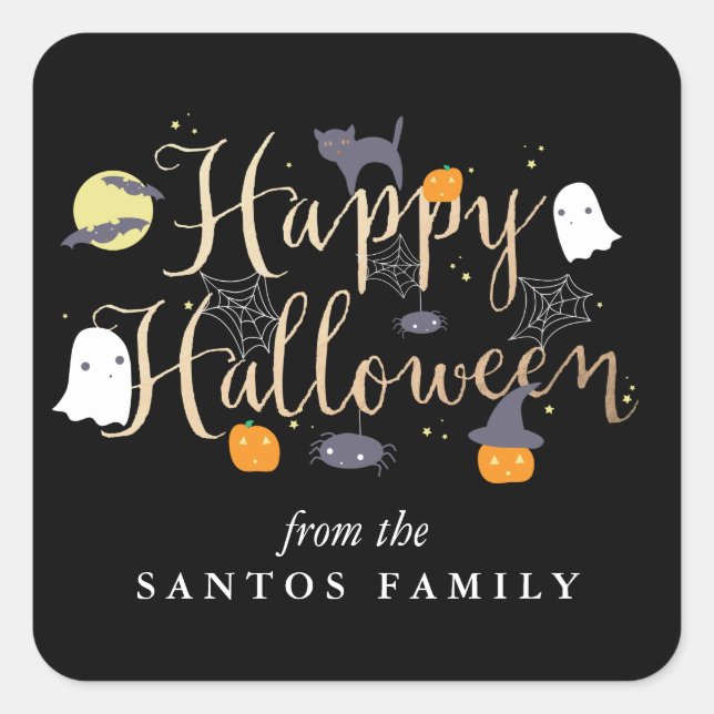 Spooky Critters Halloween Square Sticker (Front)