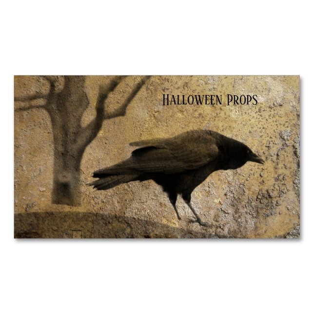 Spooky Crow Business Card Magnet (Front)