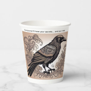 Spooky Crow Halloween Folk Art Paper Cups