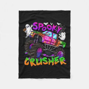 Spooky Crusher Monster Truck Ghost Spooky Season H Fleece Blanket