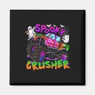Spooky Crusher Monster Truck Ghost Spooky Season H Magnet