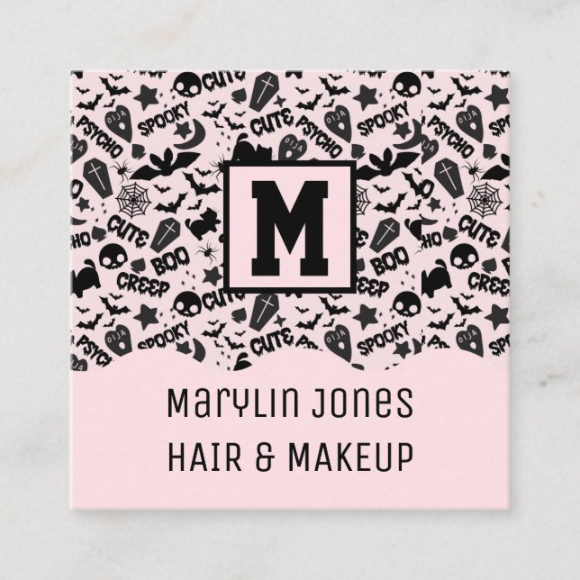 SPOOKY CUTE AND SPOOKY HALLOWEEN SQUARE BUSINESS CARD (Front)