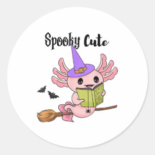 Spooky Cute Axolotl Halloween Classic Round Sticker
