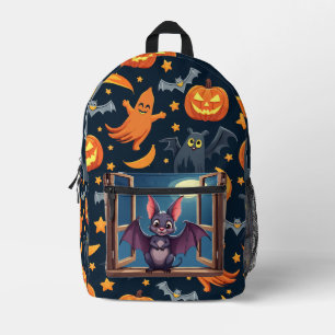 Spooky Cute Baby Bat Halloween Pattern Printed Backpack