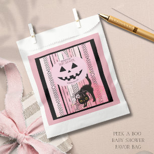 Spooky-Cute Baby Shower Favor Bag with Black Cat