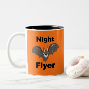 Spooky Cute Bat Night Flyer Two-Tone Coffee Mug