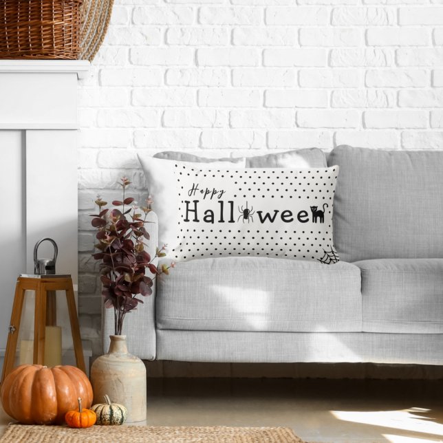 Spooky Cute Black and White Halloween  Lumbar Cushion (Creator Uploaded)