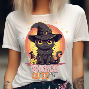 Spooky Cute Black Cat Halloween Autumn Pumpkin T-Shirt