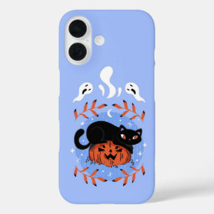Spooky Cute Black Cat Halloween iPhone 16 Case