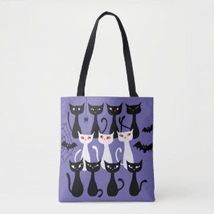 Spooky cute black cats modern Halloween Tote Bag