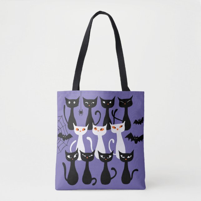 Spooky cute black cats modern Halloween  Tote Bag (Front)