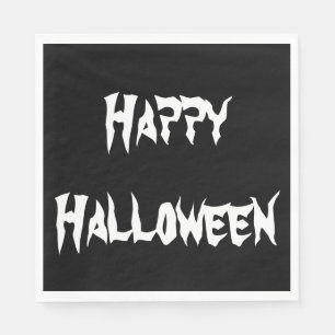 Spooky Cute Black Happy Halloween Paper Napkin