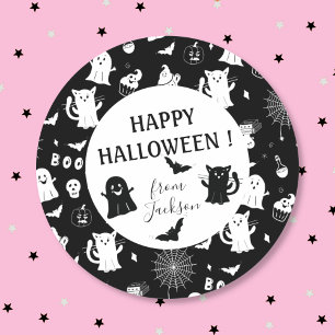 Spooky Cute Black White Halloween Kid Sticker