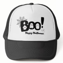 Spooky Cute "Boo!" Halloween Ghost Cap