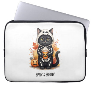 Spooky Cute Cat Halloween Laptop Sleeve