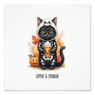 Spooky Cute Cat Halloween Photo Print